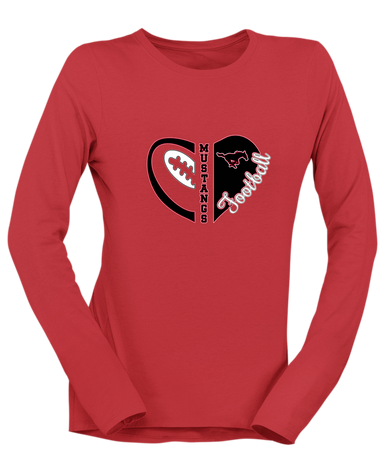 South Western Mustangs Heart Football Women's LS T-Shirt