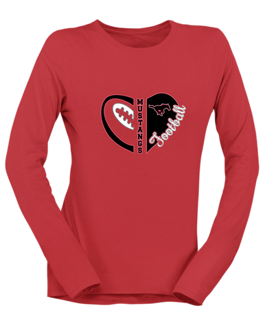 South Western Mustangs Heart Football Women's Premium LS T-Shirt