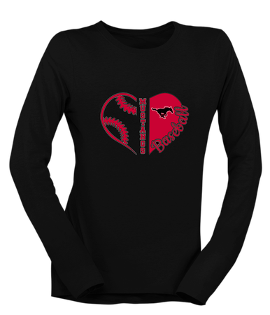 South Western Mustangs Heart Baseball Women's Premium LS T-Shirt
