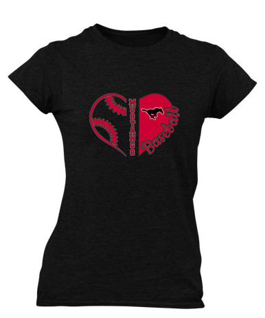 South Western Mustangs Heart Baseball Women's Premium SS T-Shirt