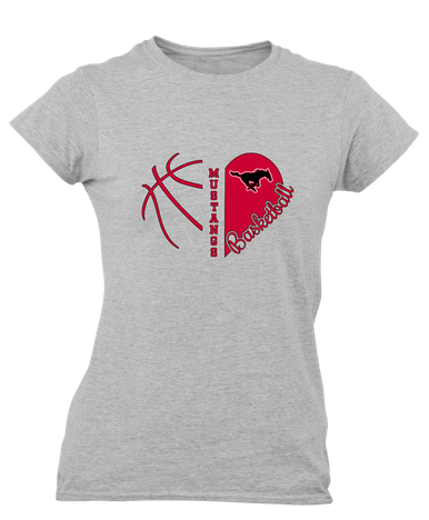 South Western Mustangs Heart Basketball Women's SS T-Shirt