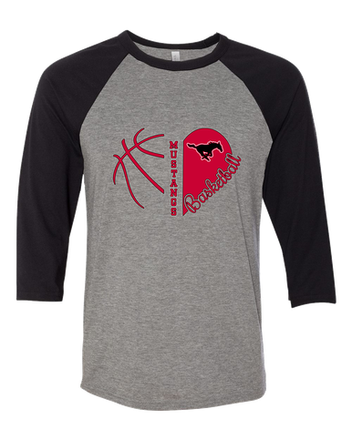 South Western Mustangs Heart Basketball Women's Baseball T-Shirt