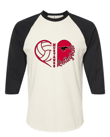 South Western Mustangs Heart Volleyball Women's Baseball T-Shirt