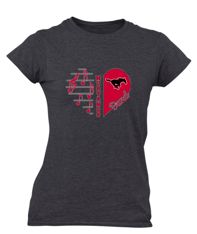 South Western Mustangs Heart Band Women's SS T-Shirt