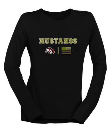 Creekview Mustangs Camo Flag Women's LS T-Shirt