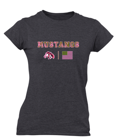 Creekview Mustangs Pink Camo Flag Women's SS T-Shirt