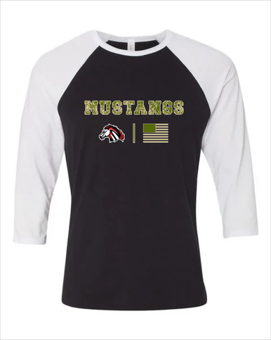 Creekview Mustangs Camo Flag Men's Baseball T-Shirt