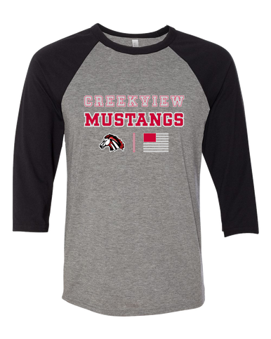 Creekview Mustangs Spirit Flag Men's Baseball T-Shirt