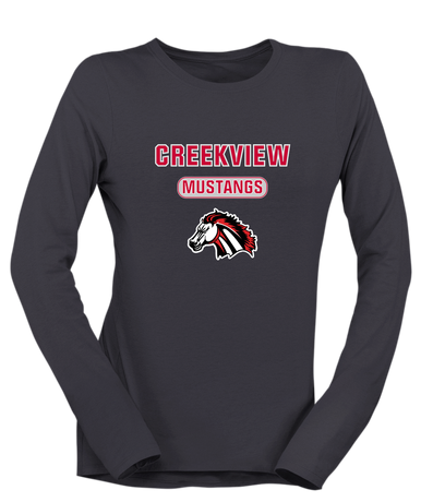 Creekview Mustangs Mascot #3 Women's LS T-Shirt