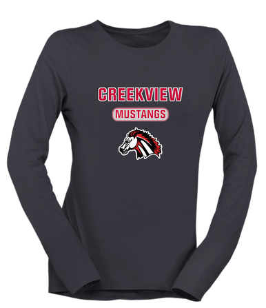 Creekview Mustangs Mascot #3 Women's Premium LS T-Shirt