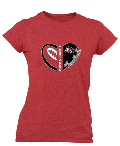 Creekview Mustangs Heart Football Women's SS T-Shirt