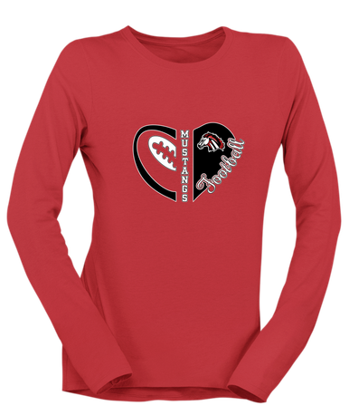 Creekview Mustangs Heart Football Women's Premium LS T-Shirt