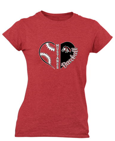 Creekview Mustangs Heart Baseball Women's Premium SS T-Shirt