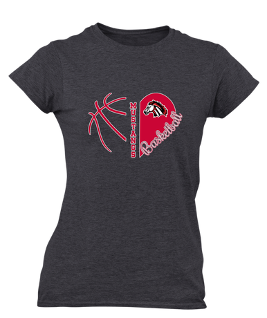Creekview Mustangs Heart Basketball Women's Premium SS T-Shirt
