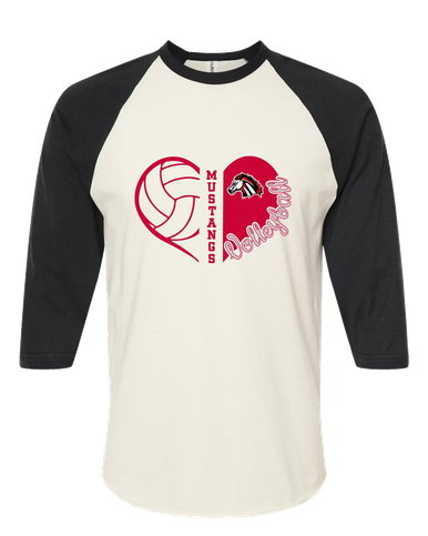Creekview Mustangs Heart Volleyball Women's Baseball T-Shirt