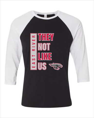 East River Falcons They Not Like Us #1 Women's Baseball T-Shirt