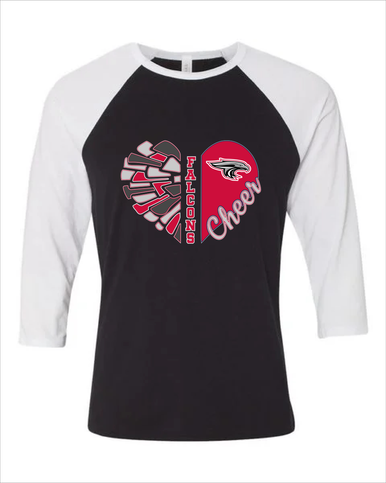 East River Falcons Heart Cheer Women's Baseball T-Shirt