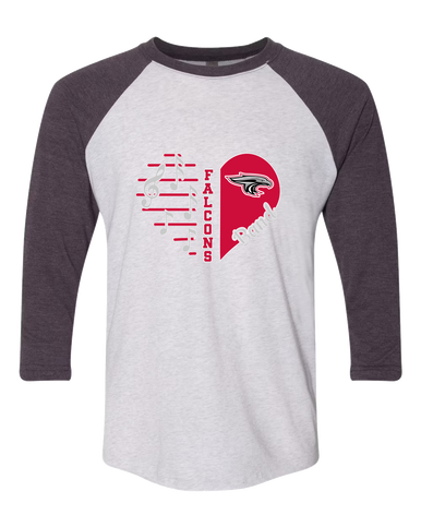 East River Falcons Heart Band Women's Baseball T-Shirt