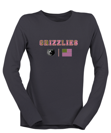 Pajaro Valley Grizzlies Pink Camo Flag Women's LS T-Shirt