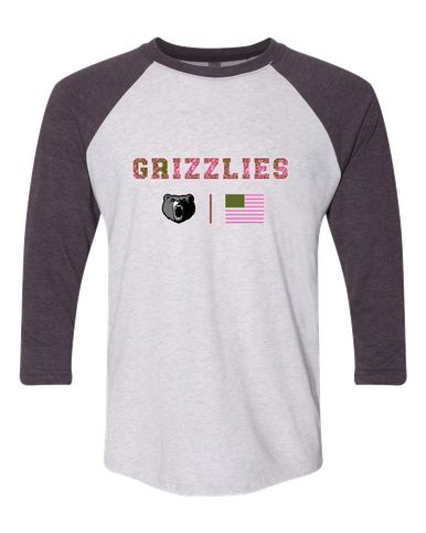 Pajaro Valley Grizzlies Pink Camo Flag Women's Baseball T-Shirt