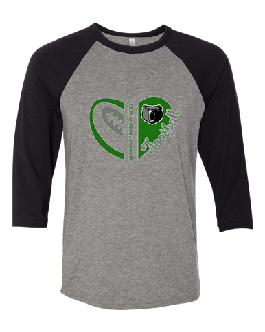 Pajaro Valley Grizzlies Heart Football Women's Baseball T-Shirt