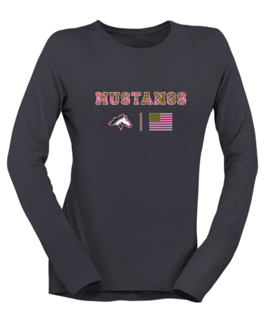 Kennesaw Mustangs Pink Camo Flag Women's Premium LS T-Shirt