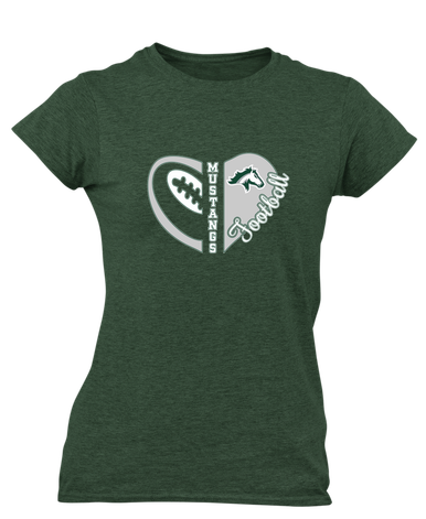Kennesaw Mustangs Heart Football Women's SS T-Shirt