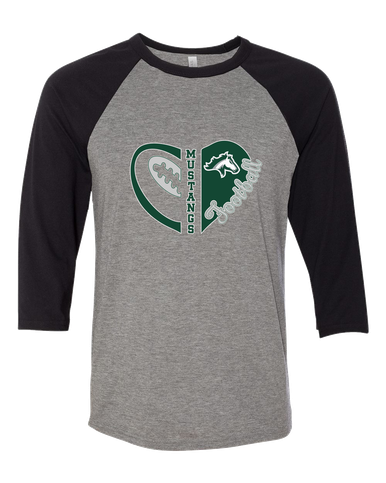 Kennesaw Mustangs Heart Football Women's Baseball T-Shirt