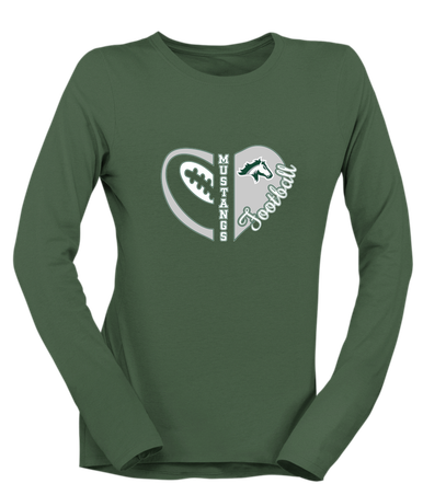 Kennesaw Mustangs Heart Football Women's Premium LS T-Shirt