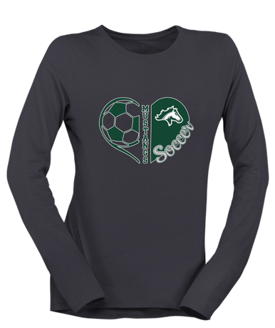 Kennesaw Mustangs Heart Soccer Women's LS T-Shirt
