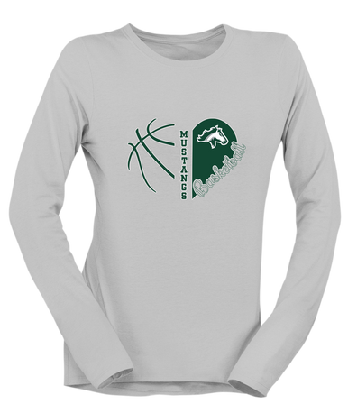 Kennesaw Mustangs Heart Basketball Women's LS T-Shirt