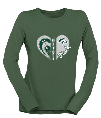 Kennesaw Mustangs Heart Track Women's Premium LS T-Shirt