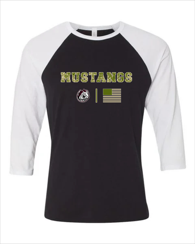 South Effingham Mustangs Camo Flag Women's Baseball T-Shirt
