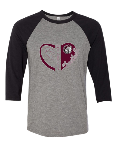 South Effingham Mustangs Heart Football Women's Baseball T-Shirt