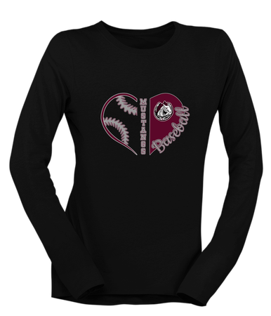 South Effingham Mustangs Heart Baseball Women's LS T-Shirt