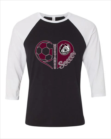 South Effingham Mustangs Heart Soccer Women's Baseball T-Shirt