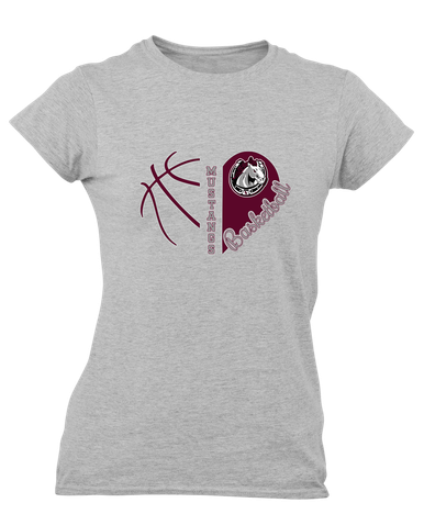 South Effingham Mustangs Heart Basketball Women's SS T-Shirt
