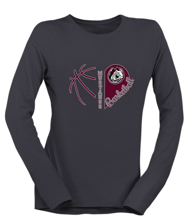South Effingham Mustangs Heart Basketball Women's Premium LS T-Shirt
