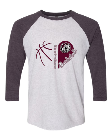 South Effingham Mustangs Heart Basketball Women's Baseball T-Shirt
