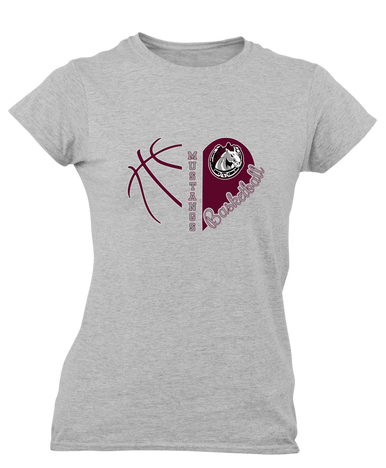 South Effingham Mustangs Heart Basketball Women's Premium SS T-Shirt