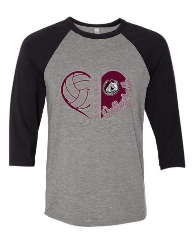 South Effingham Mustangs Heart Volleyball Women's Baseball T-Shirt
