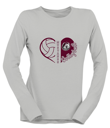 South Effingham Mustangs Heart Volleyball Women's Premium LS T-Shirt