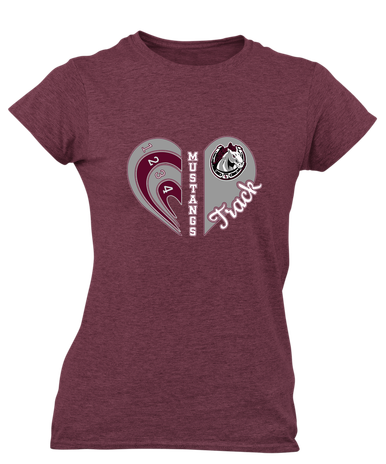 South Effingham Mustangs Heart Track Women's SS T-Shirt