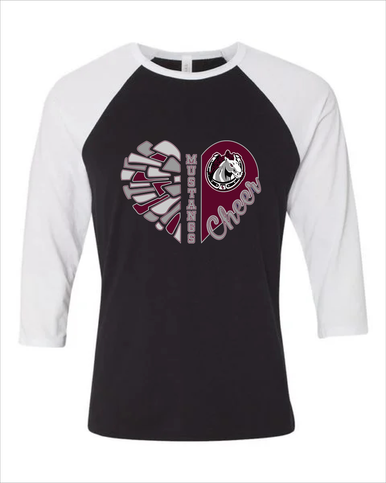 South Effingham Mustangs Heart Cheer Women's Baseball T-Shirt