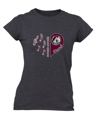 South Effingham Mustangs Heart Band Women's SS T-Shirt