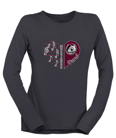 South Effingham Mustangs Heart Band Women's LS T-Shirt
