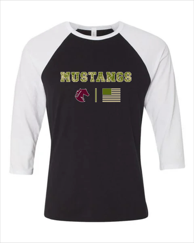 Northside Mustangs Camo Flag Men's Baseball T-Shirt
