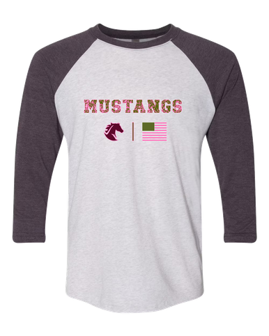 Northside Mustangs Pink Camo Flag Women's Baseball T-Shirt