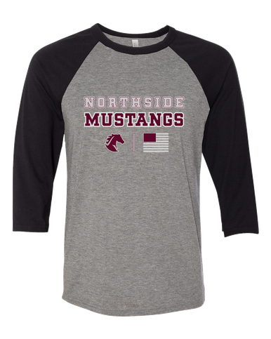 Northside Mustangs Spirit Flag Men's Baseball T-Shirt