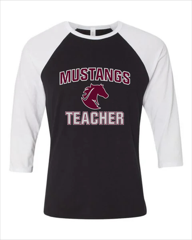 Northside Mustangs Teacher Women's Baseball T-Shirt